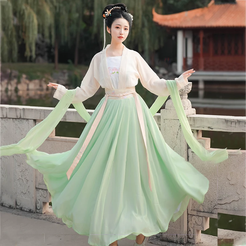 green Hanfu древняя китайская одежда династии Тан костюм народное платье для женщин принцесса фестиваль наряды танец фотографии одежда косплей - Цвет: green
