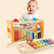 Подарок ксилофон малыш выскальзывает Многофункциональный фунт и кран музыкальные образовательные прочный стук мяч яркие цвета деревянный