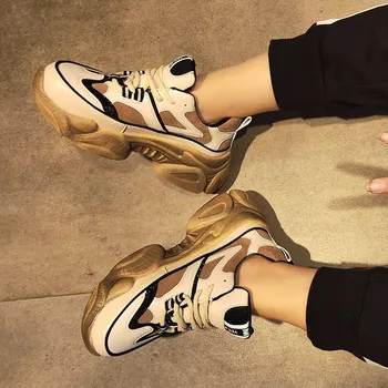 

Ladies Vintage Platform Shoes Lace-up Sneakers Women Flats Comfortable Platform Shoes Women Vulcanized Shoes Women Autumn I4-05