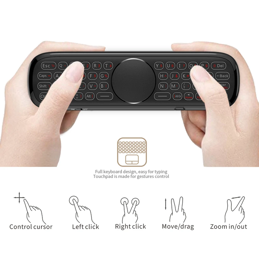 Wechip – Microphone à télécommande vocale W2 Pro Air Mouse, 2.4G, sans fil, Mini clavier Gyroscope pour Android H96 MAX X88 PK W2