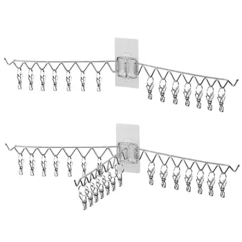 

Stainless Steel Foldable Wall Mounted Clothes Hanger Rotatable Windproof Panties Socks Drying Rack