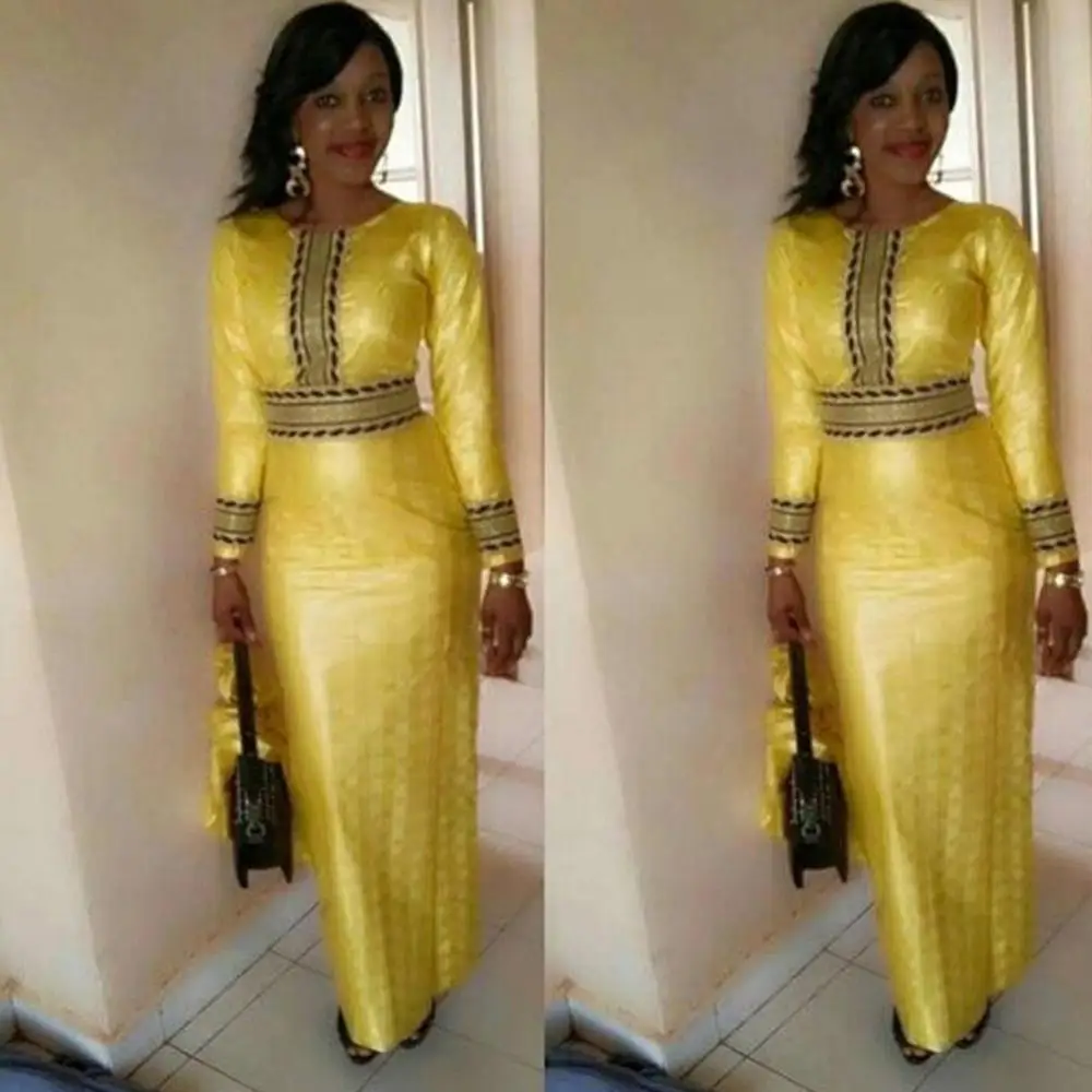 

Fadzeco Women African Clothes Dashiki Contrast Color Patchwork Long Sleeve Maxi Dress Formal High Waist Gown Fashion Vestidos