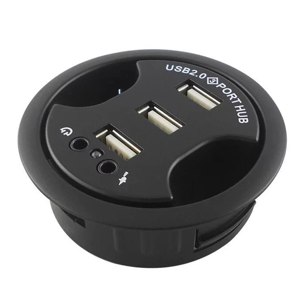

Mobile Accessories 3 Ports Multifunctional Stereo Sound Adapter USB 2.0 High Speed Desk Charger Black Hub Portable