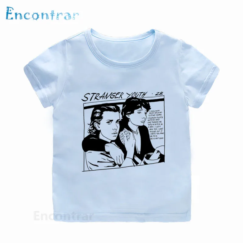 Новая детская футболка с принтом «странные вещи» Детская футболка с круглым вырезом забавная летняя одежда для мальчиков и девочек HKP2501 - Цвет: Modal Blue