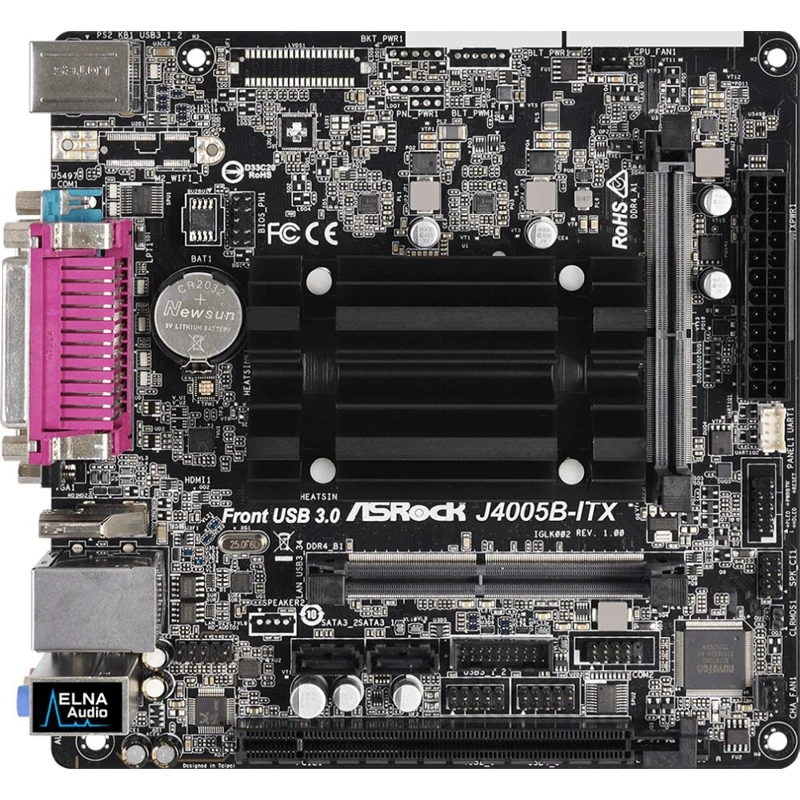 Материнская плата Asrock J4005B-ITX 2xDDR4 mini-ITX AC`97 8ch(7.1) GbLAN+VGA+HDMI