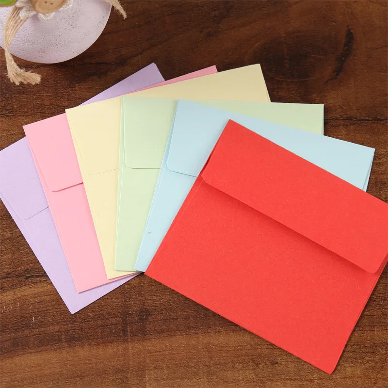 10 шт./лот) 9*10 см цветные маленькие конверты, одноцветные банковские карты, членская карточка, подарок, конфетный цвет, ed бумага, квадратный конверт