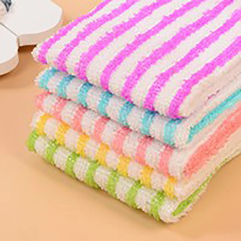 

1/3/5PCS Water Kitchen Colorful Dining Stripe Tower Cloth Square Microfiber Wash Clean Towels Household Cleaning Appliances