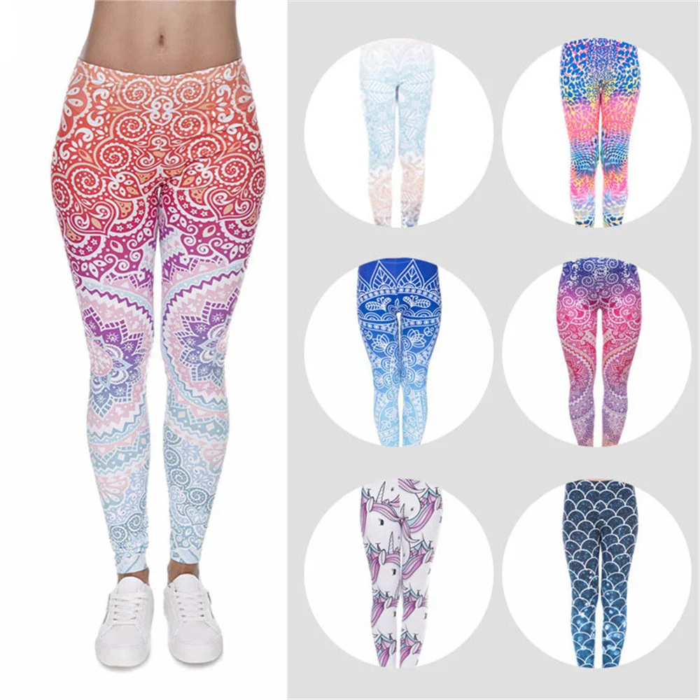 

New Tribe Totem Europe and America Printing Ninth Pants High-waisted Sports Large Size Leggings Women's Leggings