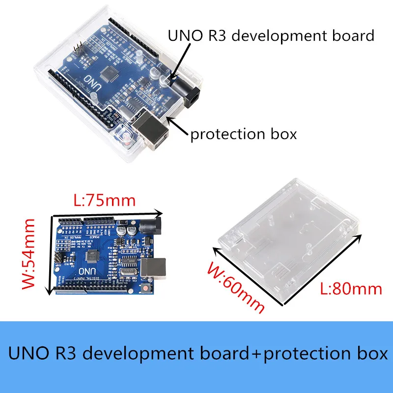 UNO R3 Development Board With Acrylic Protection Box ATmega328P ...
