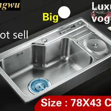 Роскошная кухонная раковина vogue, пищевая 304 нержавеющая сталь, большая горячая Распродажа 780X430 мм