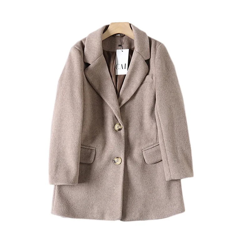 

One's Color Too High Grade Office Commuting Wind Shoulder Profile Suit Woolen Jacket Entity