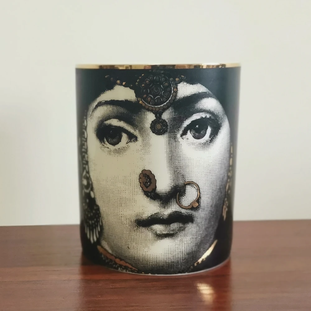 5 without lid Ретро Золотая версия Fornasetti подсвечник Керамическая свеча подсвечник Lina лицо украшение баночки для хранения домашнего рабочего стола украшение - Цвет: 5 without lid