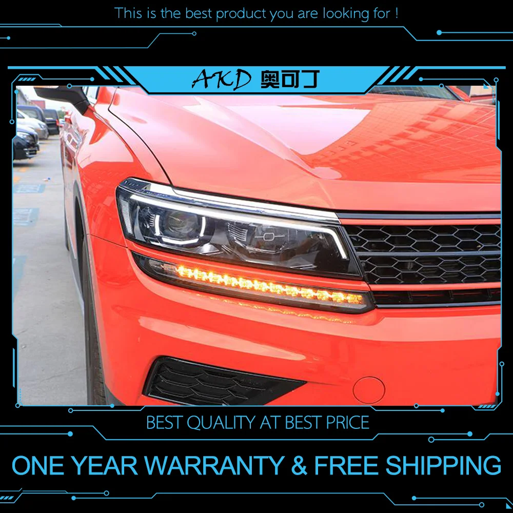 Billige AKD tuning autos Scheinwerfer Für VW Tiguan L 2017 2018 Scheinwerfer LED DRL Lauf lichter Bi Xenon Strahl Nebel lichter engel augen Auto