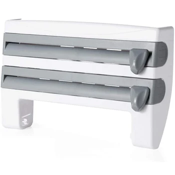 

HOT SALE 2 Pcs Roll Paper Towel Holder Paper Dispenser Storage Rack Kitchen Film Cling 4 in 1 Wall Mounted Organizer
