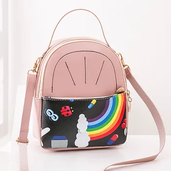 

Girls Kids Multi-Function Small Backpack Rainbow Shoulder Bag For Women Teenage Female Ladies School Backpack Femininas#25