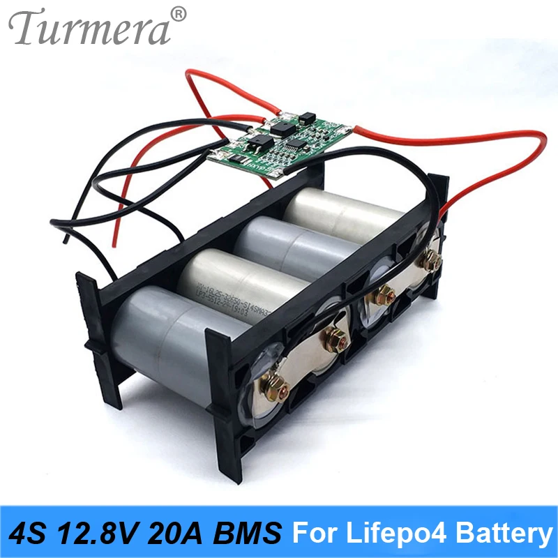 

Turmera 4S 20A 12.8V 14.4V 32650 32700 Lifepo4 Battery Balanced BMS for Electric Boat Uninterrupted Power Supply 12V Car Battery