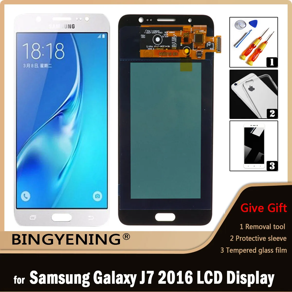 Для Samsung Galaxy J7 2016 SM-J710F J710M J710H J710FN Полный ЖК-дисплей с цифровым преобразователем