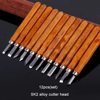 

12pcs set High End Imitation Mahogany Olive Nucleus Carving Tools Wood Leather Chisel Set Tools