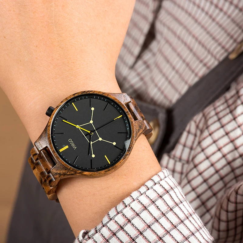 Индивидуальные Для мужчин деревянные часы, добавь свой заготовка для подвески с гравировкой имени Созвездие персонализированные наручные часы подарки на день рождения relogio masculino V-S27