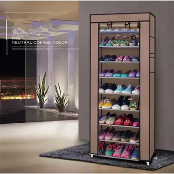 

Fashion 10 layer 9 Lattice Room-saving Non-woven Fabric Coffee Shoe Rack