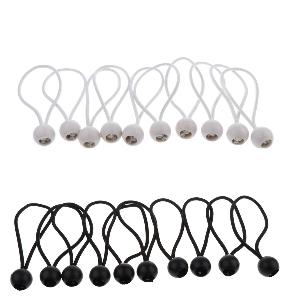 10pcs Ball Bungee Cords, Tarp, Banner & Canopy Fasteners, Heavy Duty Stretch Tie Loops for Outdoor Camping