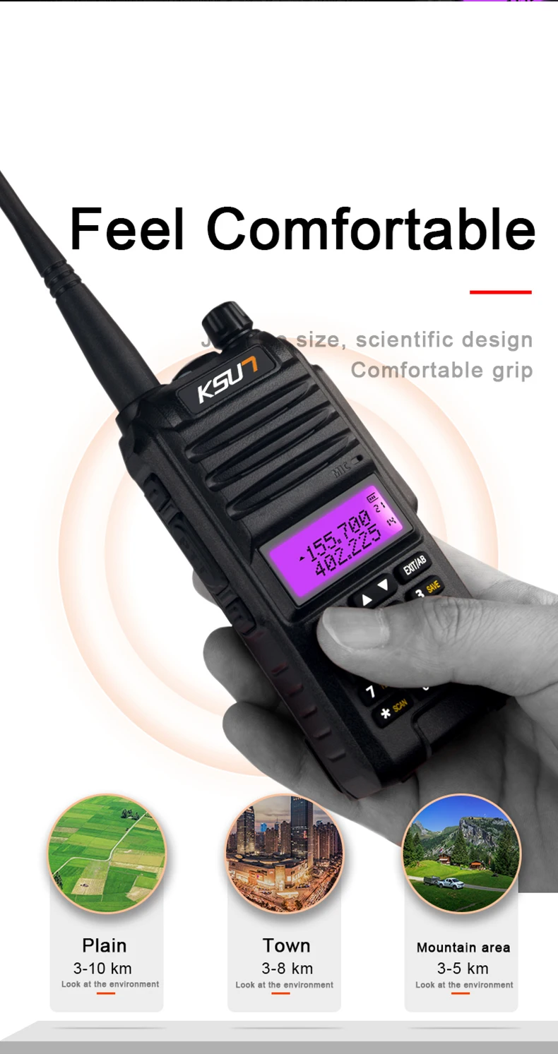 KSUN KS-UV1D Walkie Talkie 8 Вт высокой мощности двухсторонняя ветчина радио двухдиапазонный коммуникатор HF трансивер любительский удобный