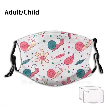 

Colourful Snail Print Washable Filter Anti Dust Mouth Mask Snail Colourful Nature Monsoon Rain Water Cute Shell Marine Life