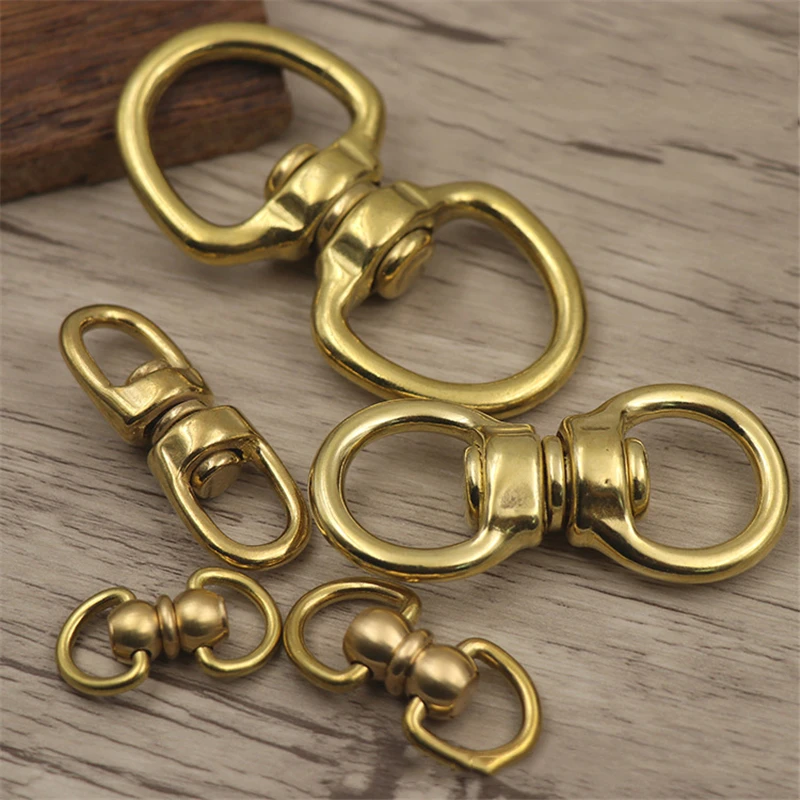 

Meetee Pure Solid Brass Rotated D Ring Pet Connector Swivel Buckle Wallet Chain Metal Buckle DIYLeather Craft Bags Accessories