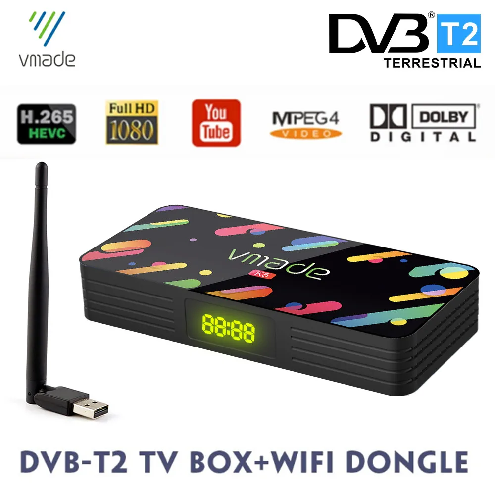 

Newest DVB-T2 K5 Scart Digital TV Tuner HD 1080P H.265/HEVC Support Youtube MeeCast IPTV Terrestrial TV Receiver + USB WIFI