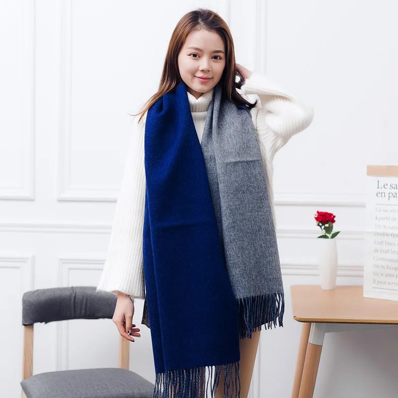 Lamb Cashmere Scarf Women Winter Soft Double-Sided Cashmere Shawl Dropshipping Solid Color Versatile Wool Fringed Wraps - Цвет: 1