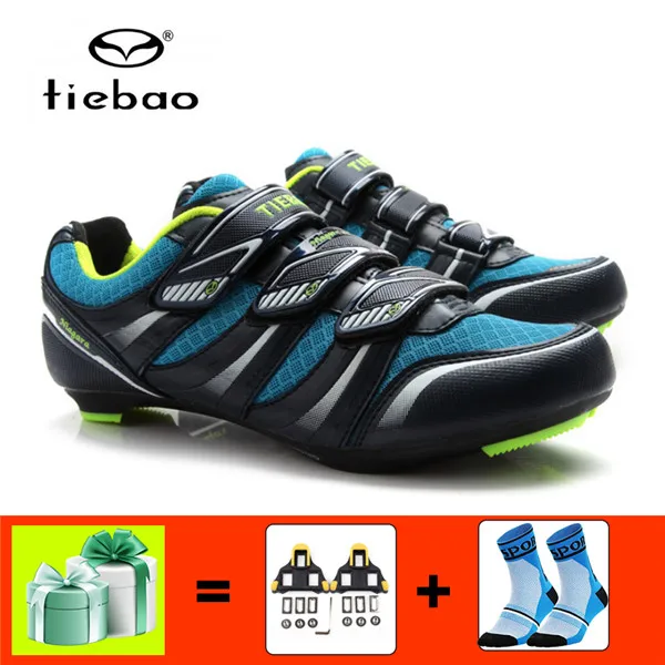 TIEBAO zapatos ciclismo велосипедная обувь велосипед дорожный обувь велосипедная обувь для верховой езды spd бутсы sapatos sapatilha ciclismo - Цвет: 1428 Blue and cleat