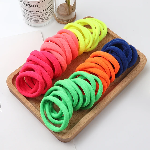 50pcs Girls Solid Color Big Rubber Band Ponytail Holder Gum Headwear Elastic Hair Bands Korean Girl Hair Accessories Ornaments 50pcs-3