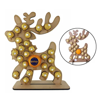

Handmade Wooden Christmas Advent Calendar Hollow Out Countdown Christmas Tree Elk Chocolate Stand Holder Home Decor