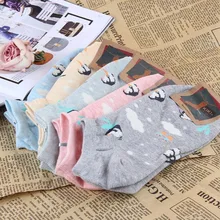 Мультфильм животное Пингвин печать Носки весна-осень женские хлопковые носки милые Веселые kawaii Модная рубашка в Корейском стиле, удобные, дышащие