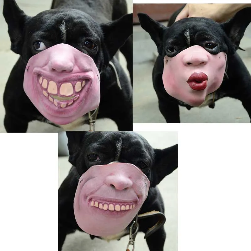 Латексная Маска для собак с большими зубами забавная полумаска бульдога