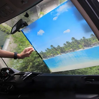 

Portable Car Windshield Sun Shade Seascape Map Foldable Visor Protector Protective Curtain New