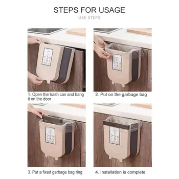 

Collapsible Hanging Trash Can Small Garbage Box Waste Bin Attached To Cabinet Door Kitchen Drawer Bedroom Dorm Room Car