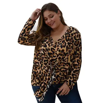 

Spring Blouses Oversized Leopard Blouse Women Loose Shirts Womens Plus Size Blouses Long Sleeve Feminine Chiffon Blouses 4XL