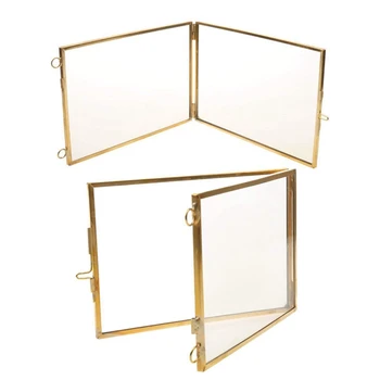 

2 Pcs Vintage Hanging Metal Photo Frame + Glass and 2 Glass Side Gold + Transparent , 8.9 X 12.7 Cm & 10.2 X 15.3 Cm