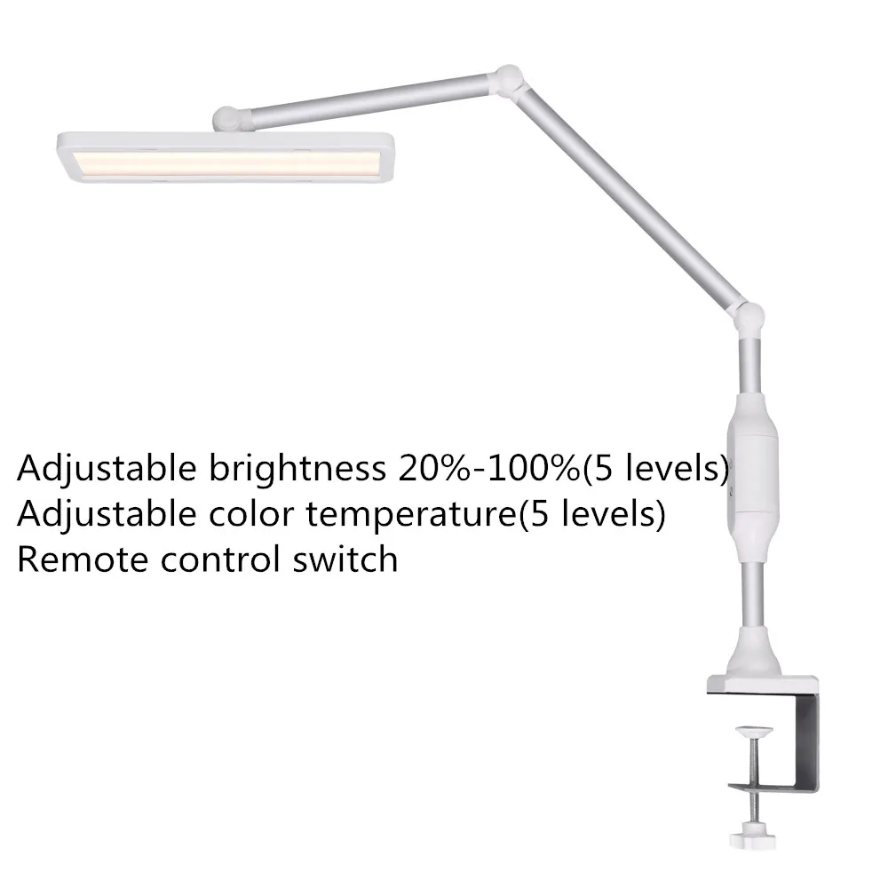 Длинная Зажимная лампа, регулируемая яркость, пульт дистанционного управления, сенсорный диммер, светодиодный, настольная лампа для чтения, бизнес-офиса - Body Color: C type silver