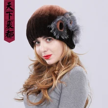 Зимние Для женщин Настоящий мех кролика Шапки леди из натурального меха благородного кролика шапки бини шапки Кепки Для женщин Hand-made Шуба с настоящим натуральным мехом серебряной лисы, шляпа