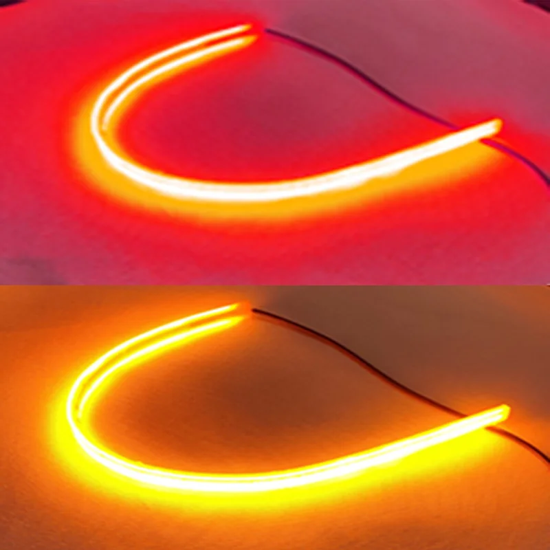 Red Turn Yellow 2 шт., светодиодные дневные ходовые огни DRL, мигалка, сигнал поворота, DRL, светодиодные полосы, автомобильный светильник, аксессуары, тормозные боковые огни, головной светильник для автомобиля - Цвет: Red Turn Yellow