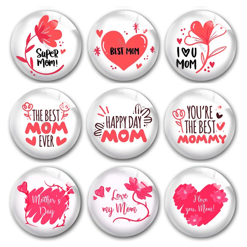 Стеклянный кабошон на день матери гвоздика замечательная мама цветок сердце