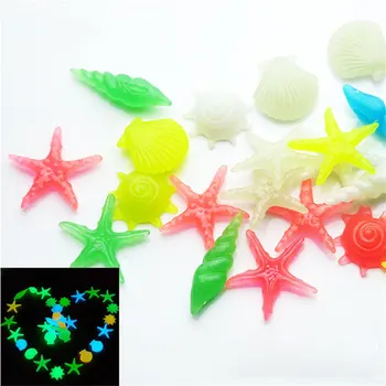 

Saim 120pcs Aquarium Decorative Luminous Stones Colorful Starfish Conch Shell Shaped Glowing Stone Fish Tank Aquarium Decor