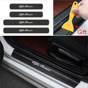

4pcs Carbon fiber Door Sill Scuff Car Door Plate Car Stickers For Alfa Romeo Giulietta Spider GT Giulia Mito 147 156 159