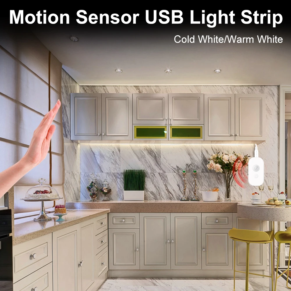 

Smart ON OFF Led Strip Light PIR Motion Sensor USB LED Strip Light Waterproof lamp tape Closet Stairs Kitchen Cabinet Night Lamp