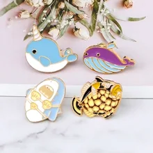 Модные горячие продажи брошка мультфильм значок милый КИТ Нарвал Акула брошь аксессуары для одежды от производителя