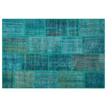

Handmade Turquoise Vintage Overdyed Patchwork Area Rug 160x230 Cm-5'3''X7'7''