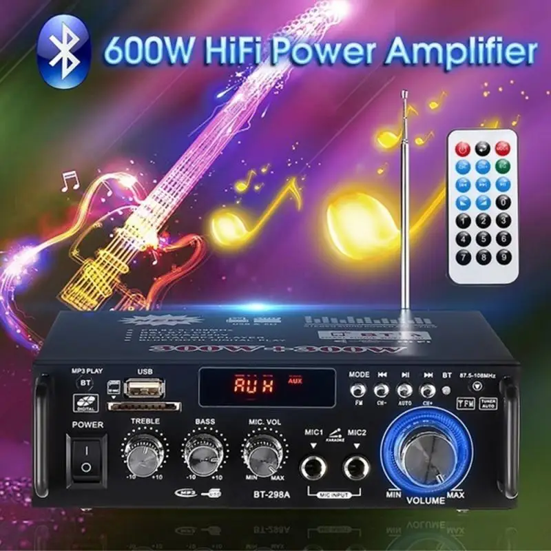 220 В HiFi усилитель bluetooth автомобильные усилители FM TF AUX MP3 плеер дистанционное управление домашний кинотеатр стерео усилитель мощности аудио