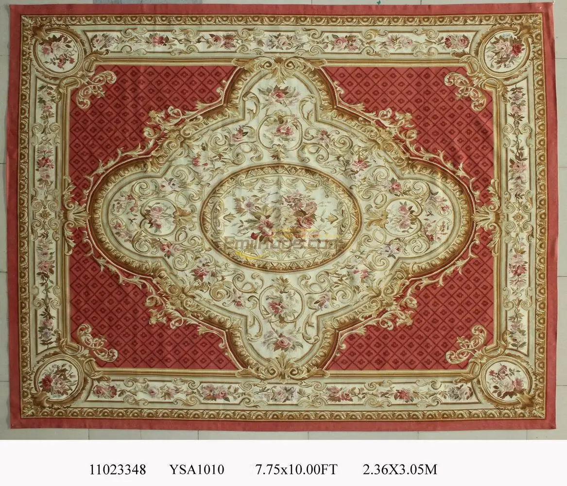 Шерсть французский Обюссон ковер 236 см X 305 см 7,75 X 10' зеленая Площадь бежевый gc88aubYSA1010